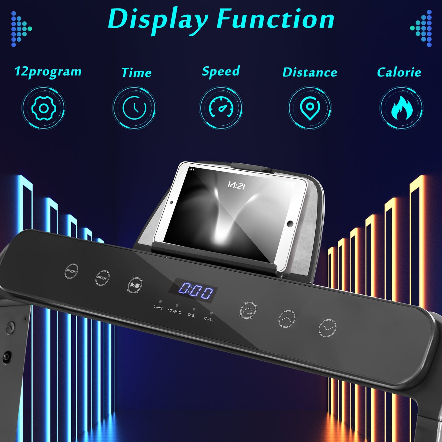 Cruce Electric Folding Treadmill, Installation Free with Bluetooth APP and Speaker, Remote Control with Display for Home, Gym & Office