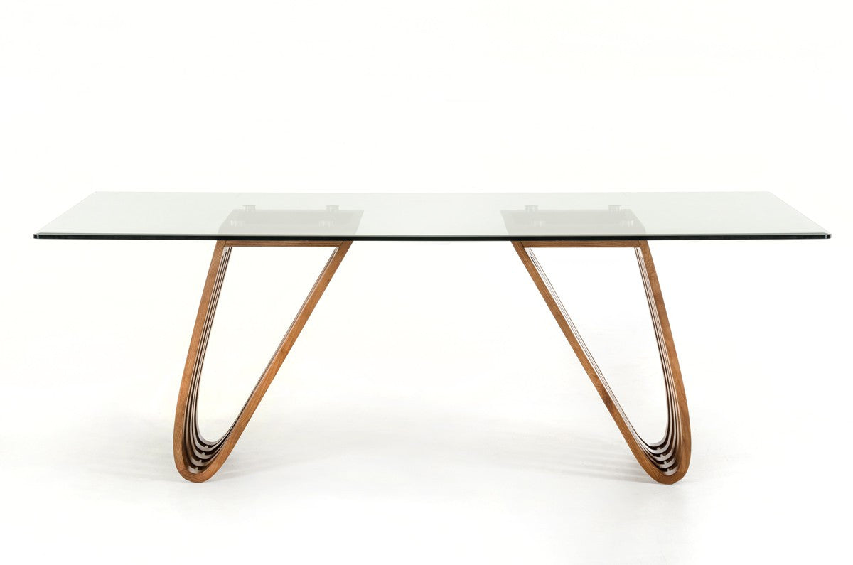 Modrest Draper Contemporary Walnut & Glass Dining Table