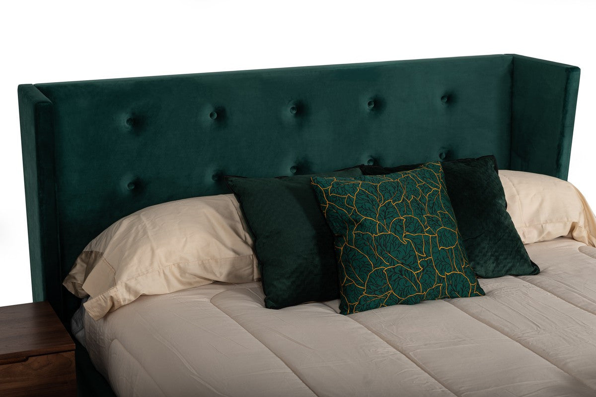 Modrest Durango Modern Green Fabric & Walnut Bed