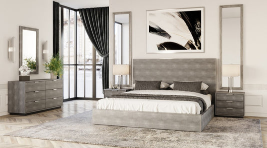 Modrest Dynasty - Eastern King Modern Shagreen Bedroom Set - 3 Drawer - Stylish Design Furniture