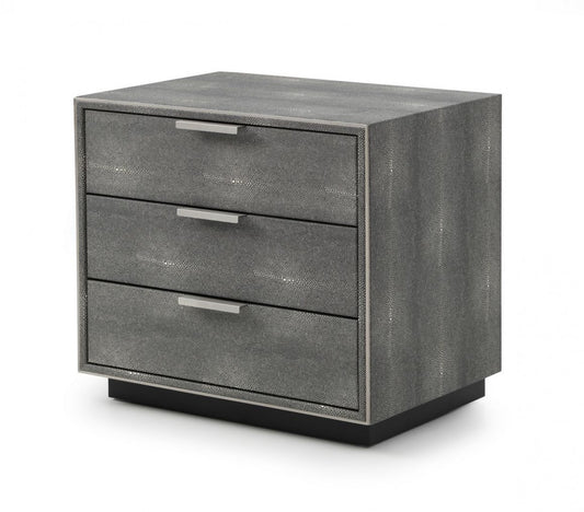 Modrest Dynasty - Modern Shagreen Three Drawer Nightstand - Stylish Design Furniture