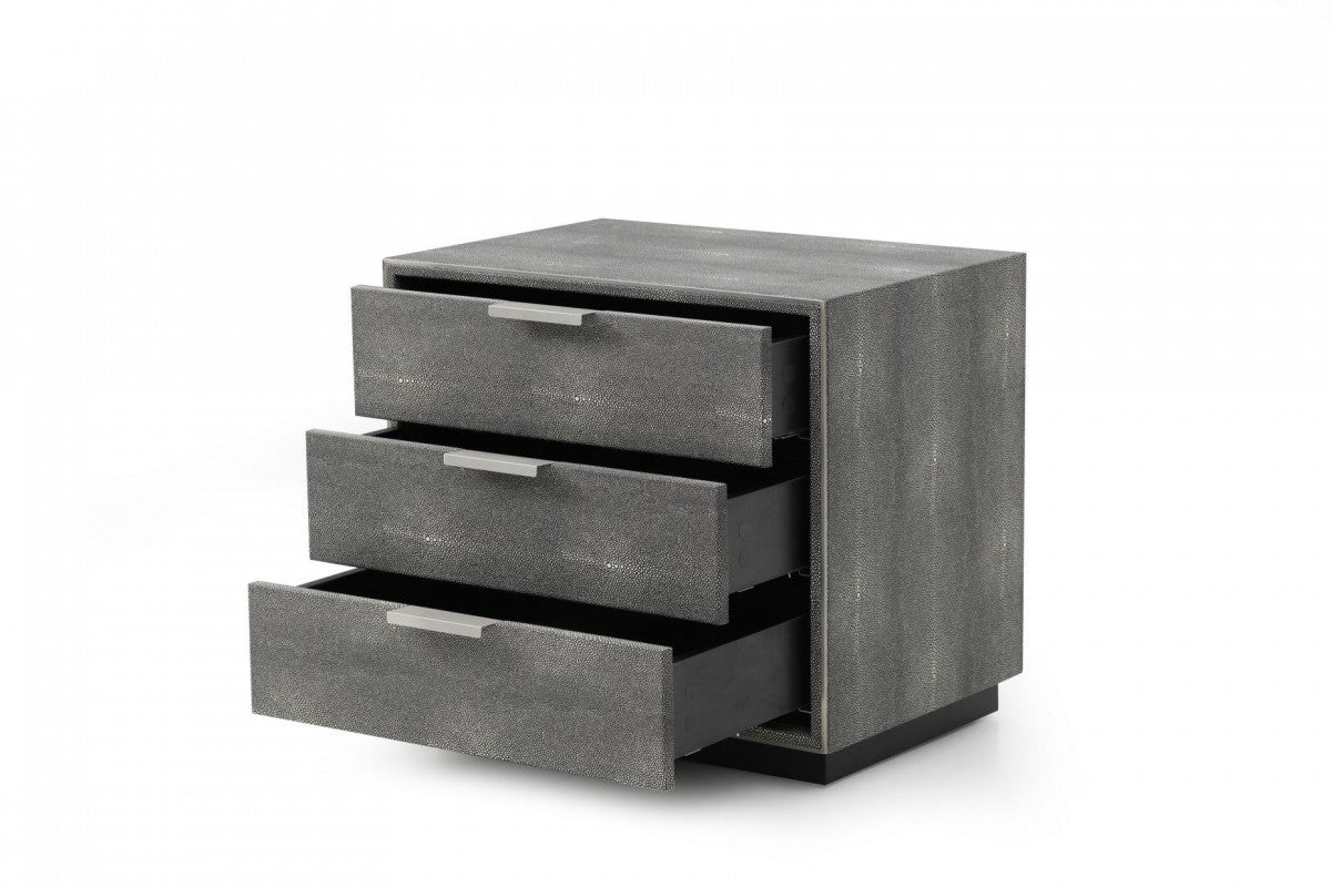 Modrest Dynasty - Modern Shagreen Three Drawer Nightstand - Stylish Design Furniture