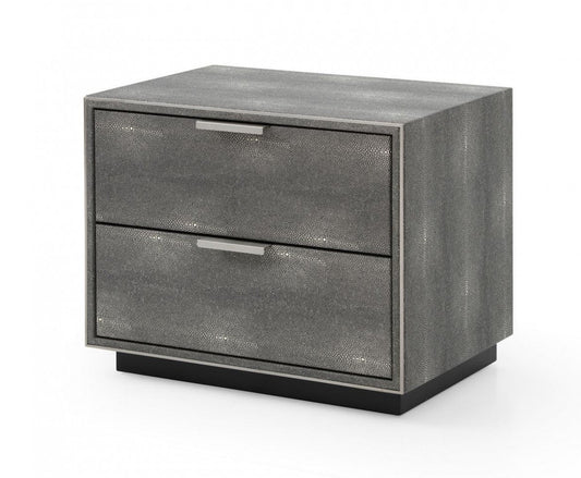Modrest Dynasty - Modern Shagreen Two Drawer Nightstand - Stylish Design Furniture
