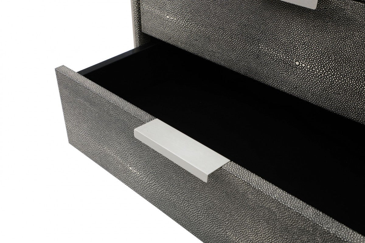 Modrest Dynasty - Modern Shagreen Two Drawer Nightstand - Stylish Design Furniture