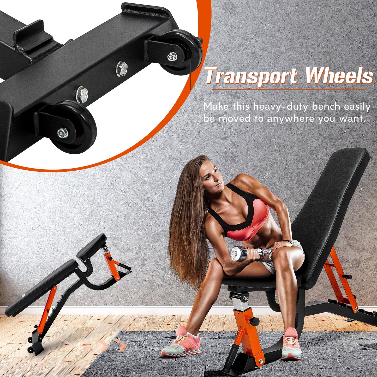 Harmon Training Bench Adjustable Weight Gym Strength - 600lbs Weight Capacity