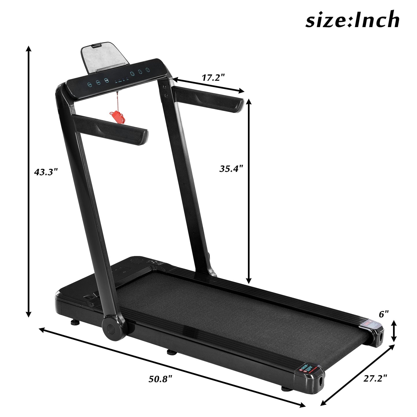 Cruce Electric Folding Treadmill, Installation Free with Bluetooth APP and Speaker, Remote Control with Display for Home, Gym & Office