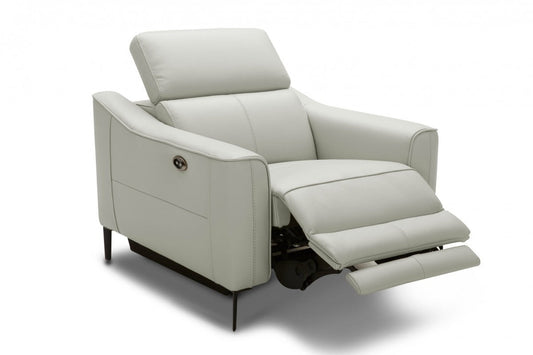 Divani Casa Eden - Modern Grey Leather Armchair - Stylish Design Furniture