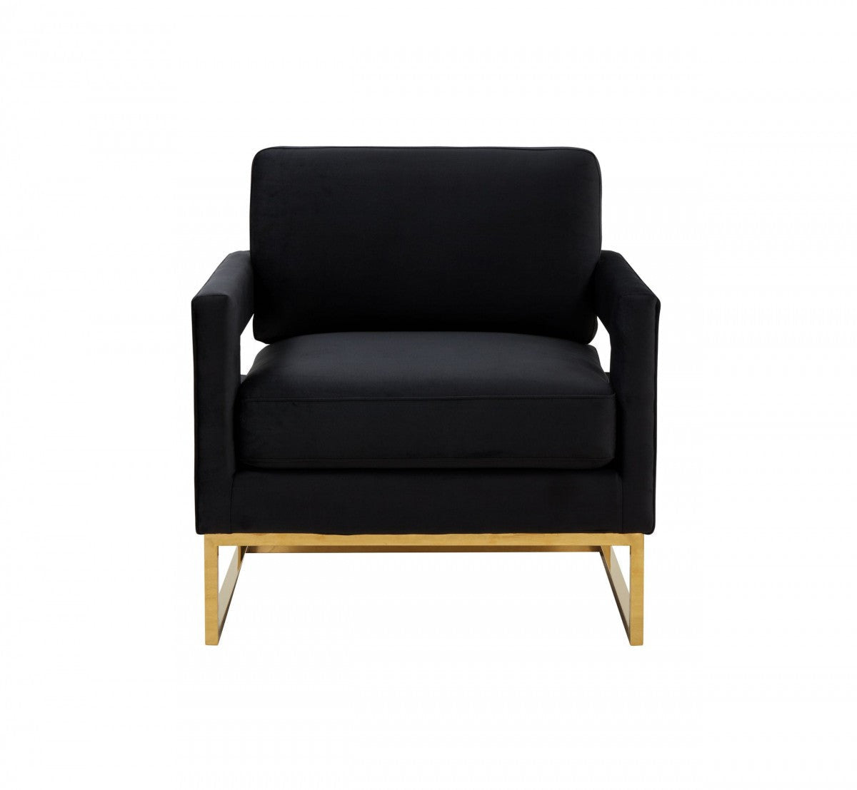 Modrest Edna Modern Black Velvet & Gold Accent Chair
