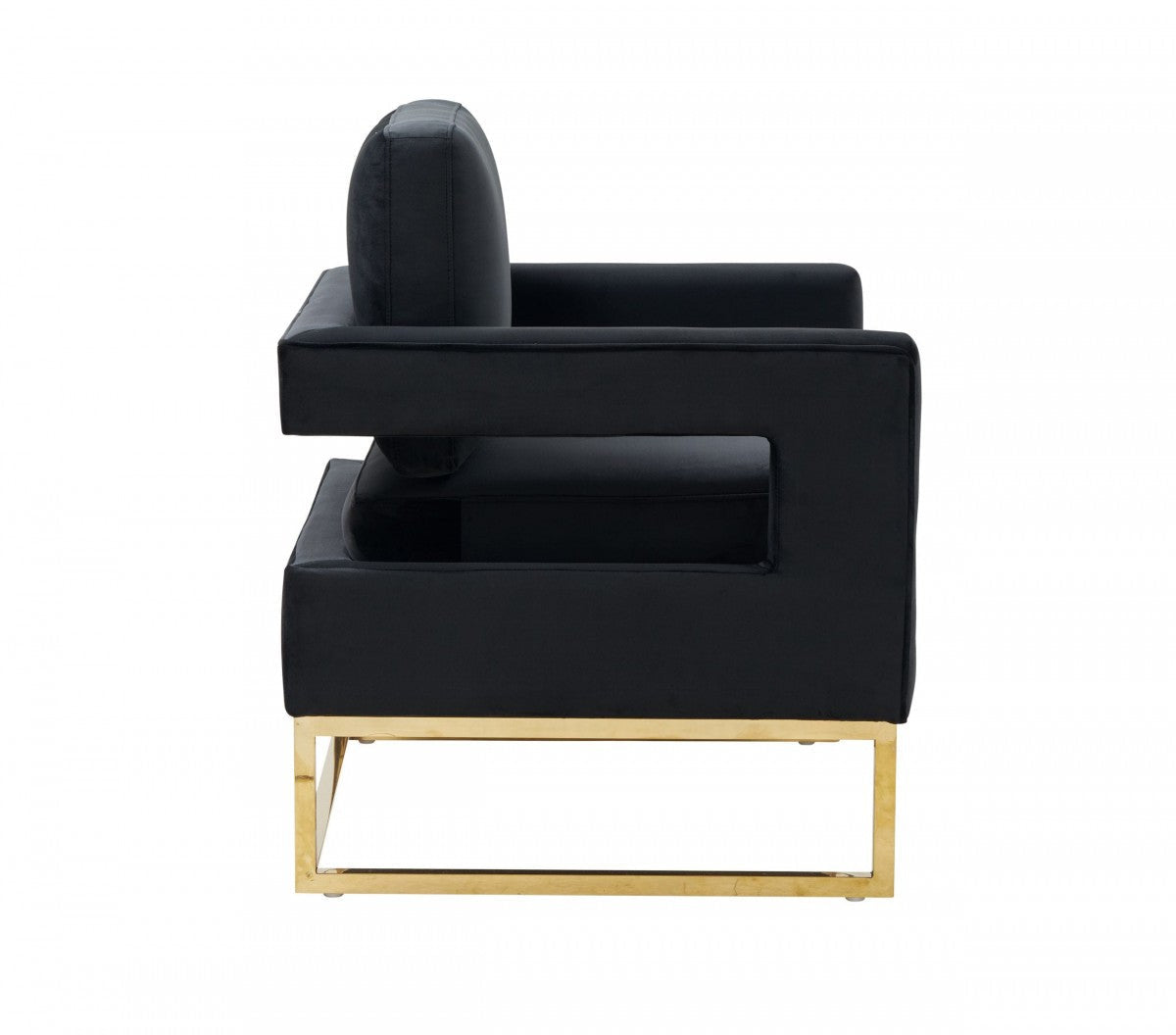 Modrest Edna Modern Black Velvet & Gold Accent Chair