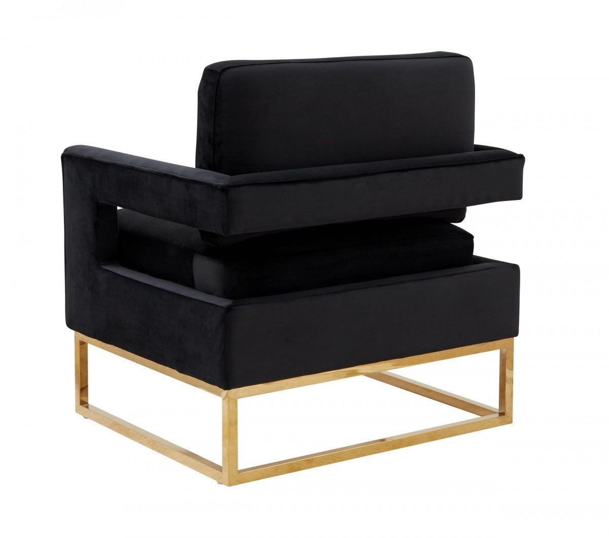 Modrest Edna Modern Black Velvet & Gold Accent Chair