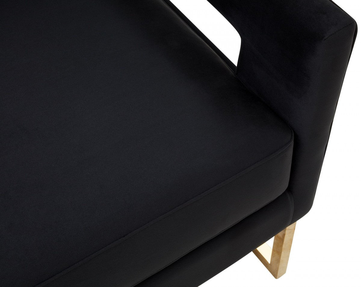 Modrest Edna Modern Black Velvet & Gold Accent Chair