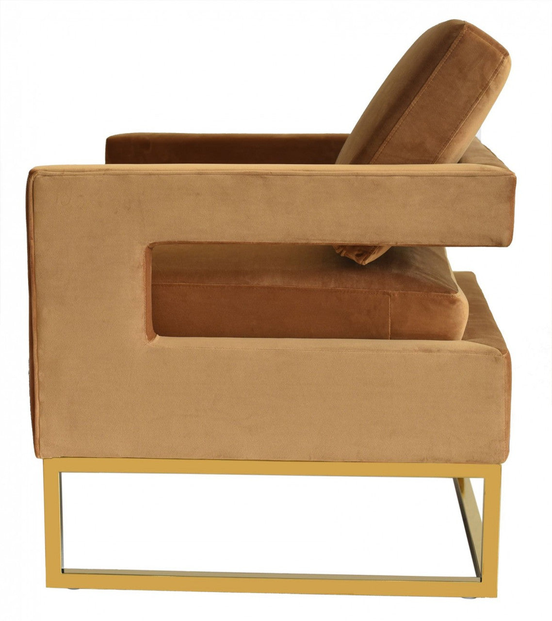 Modrest Edna - Camel Velvet + Gold Accent Chair