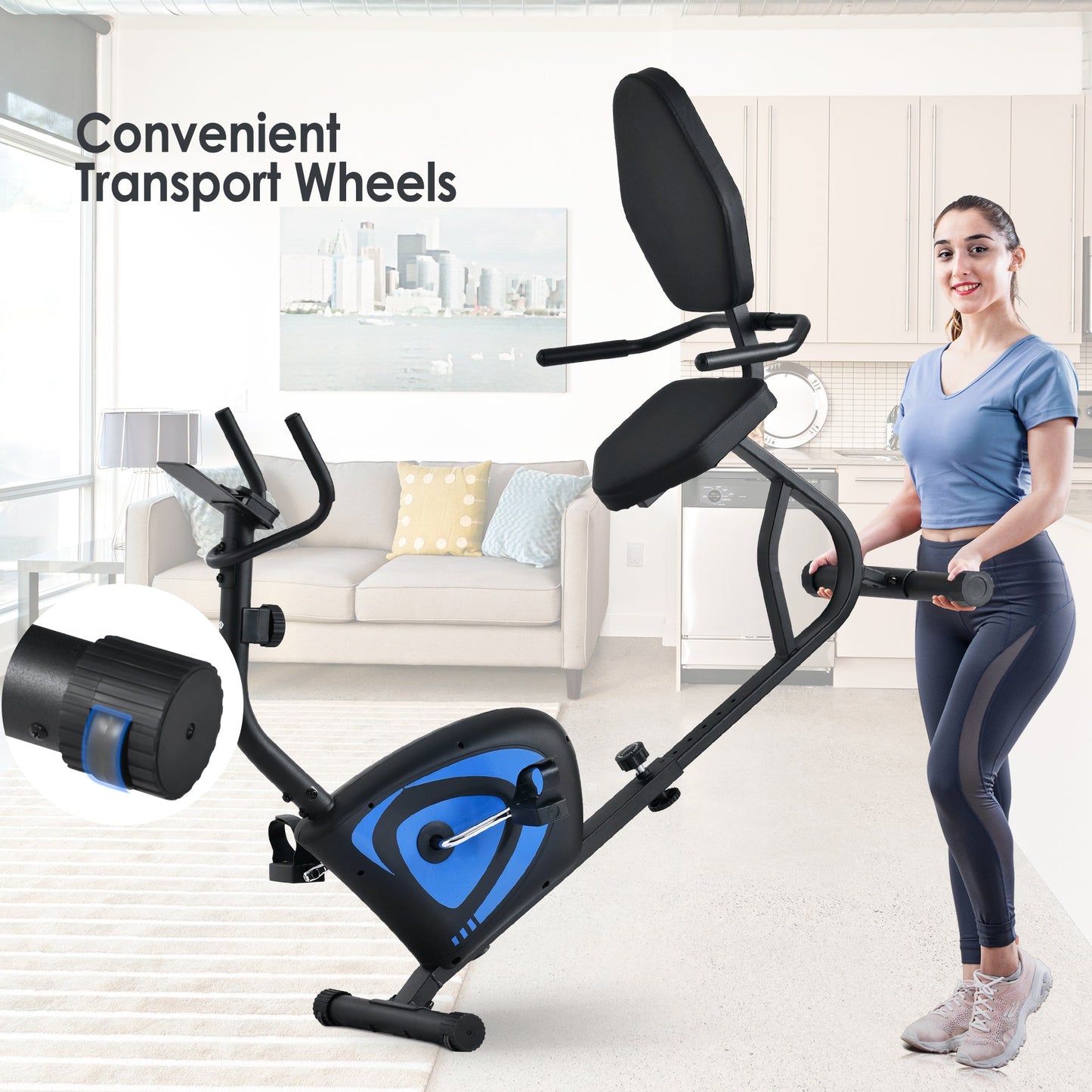 Visal Recumbent Indoor Exercise Bike 8 Level Adjustable Magnetic Resistance Quick Adjustable Seat