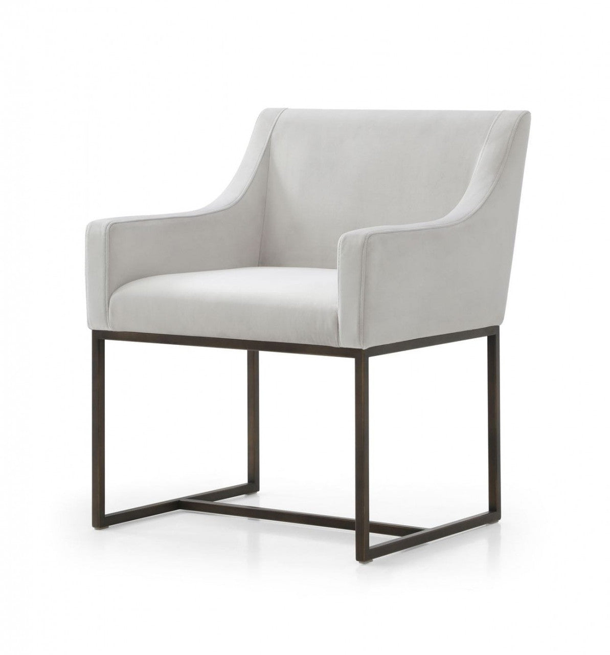 Modrest Elijah - Modern Beige & Copper Antique Brass Dining Chair - Stylish Design Furniture