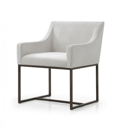 Modrest Elijah - Modern Beige & Copper Antique Brass Dining Chair - Stylish Design Furniture