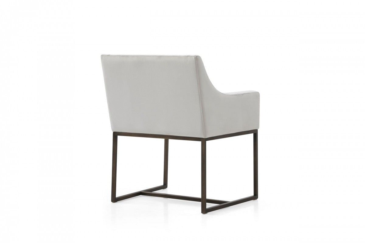 Modrest Elijah - Modern Beige & Copper Antique Brass Dining Chair - Stylish Design Furniture
