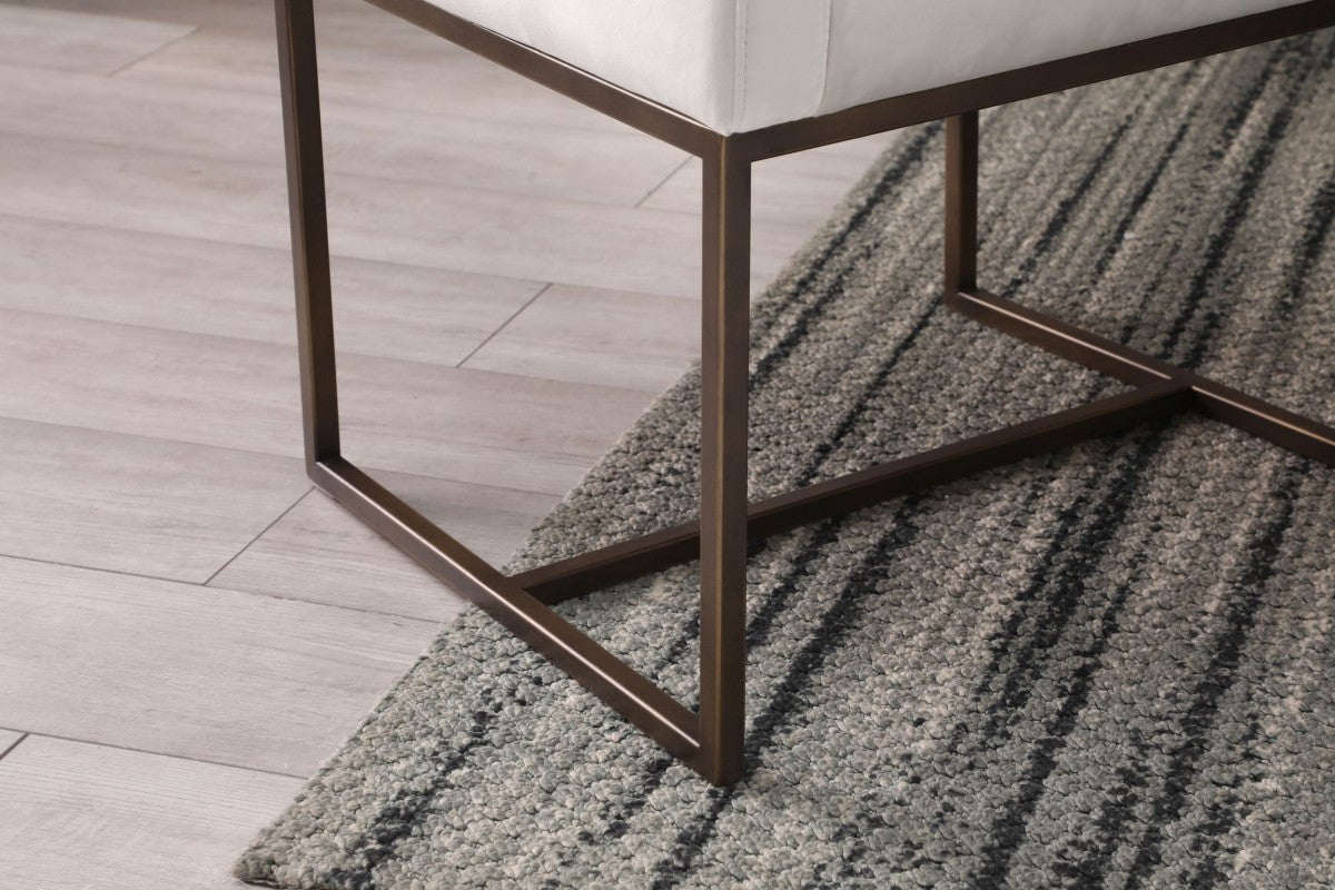 Modrest Elijah - Modern Beige & Copper Antique Brass Dining Chair - Stylish Design Furniture