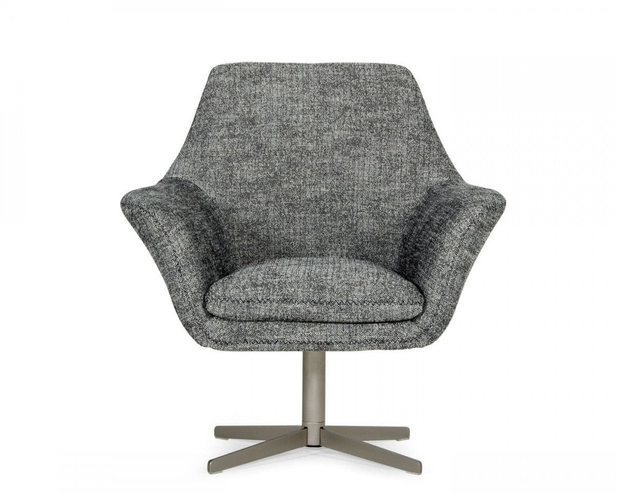 Divani Casa Elvin Modern Dark Grey Fabric Swivel Lounge Chair