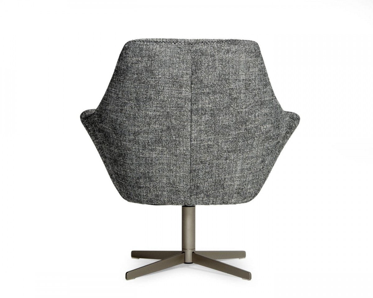 Divani Casa Elvin Modern Dark Grey Fabric Swivel Lounge Chair