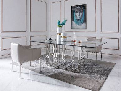 Modrest Ericson Modern Glass & Stainless Steel Dining Table