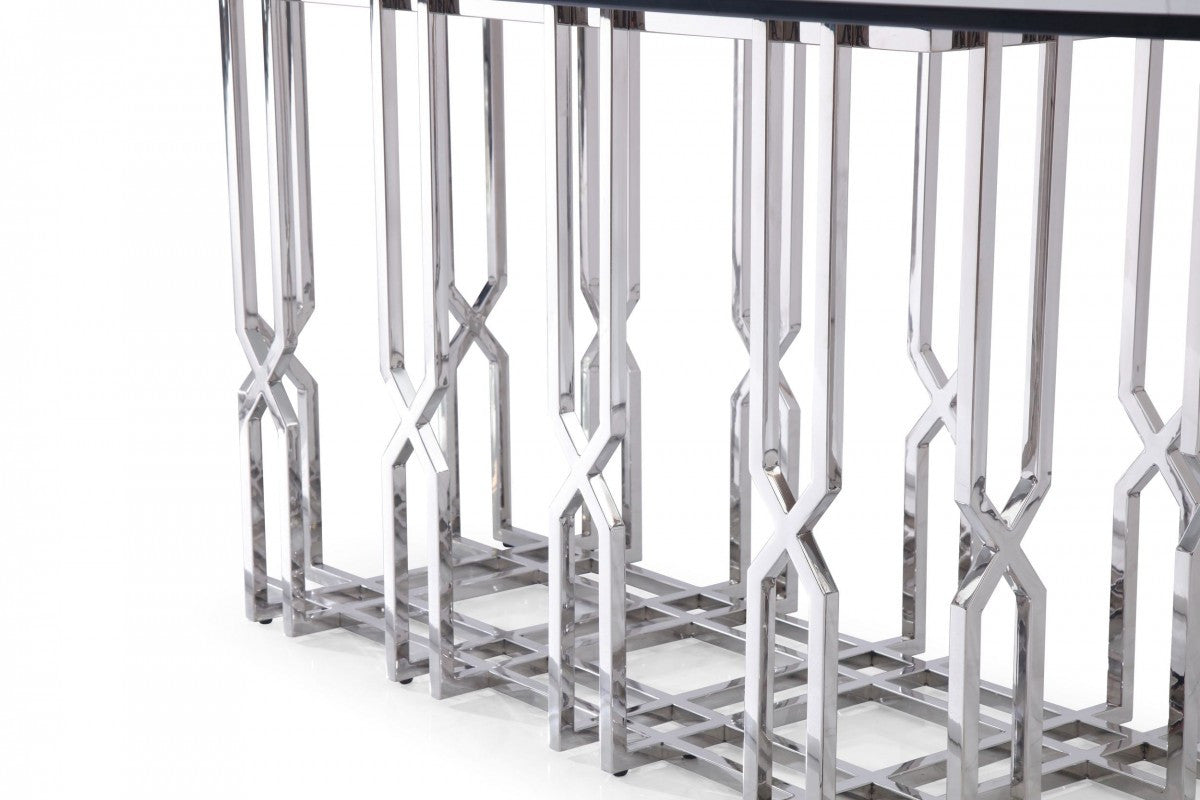 Modrest Ericson Modern Glass & Stainless Steel Dining Table