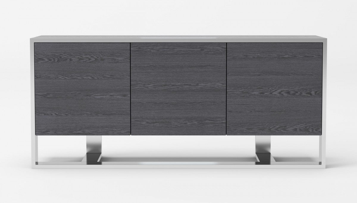 Modrest Fauna Modern Elm Grey & Stainless Steel Buffet - Stylish Design Furniture