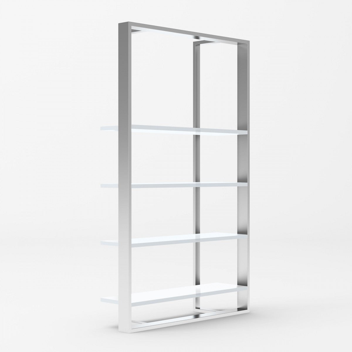 Modrest Fauna Modern White High Gloss & Stainless Steel Bookshelf