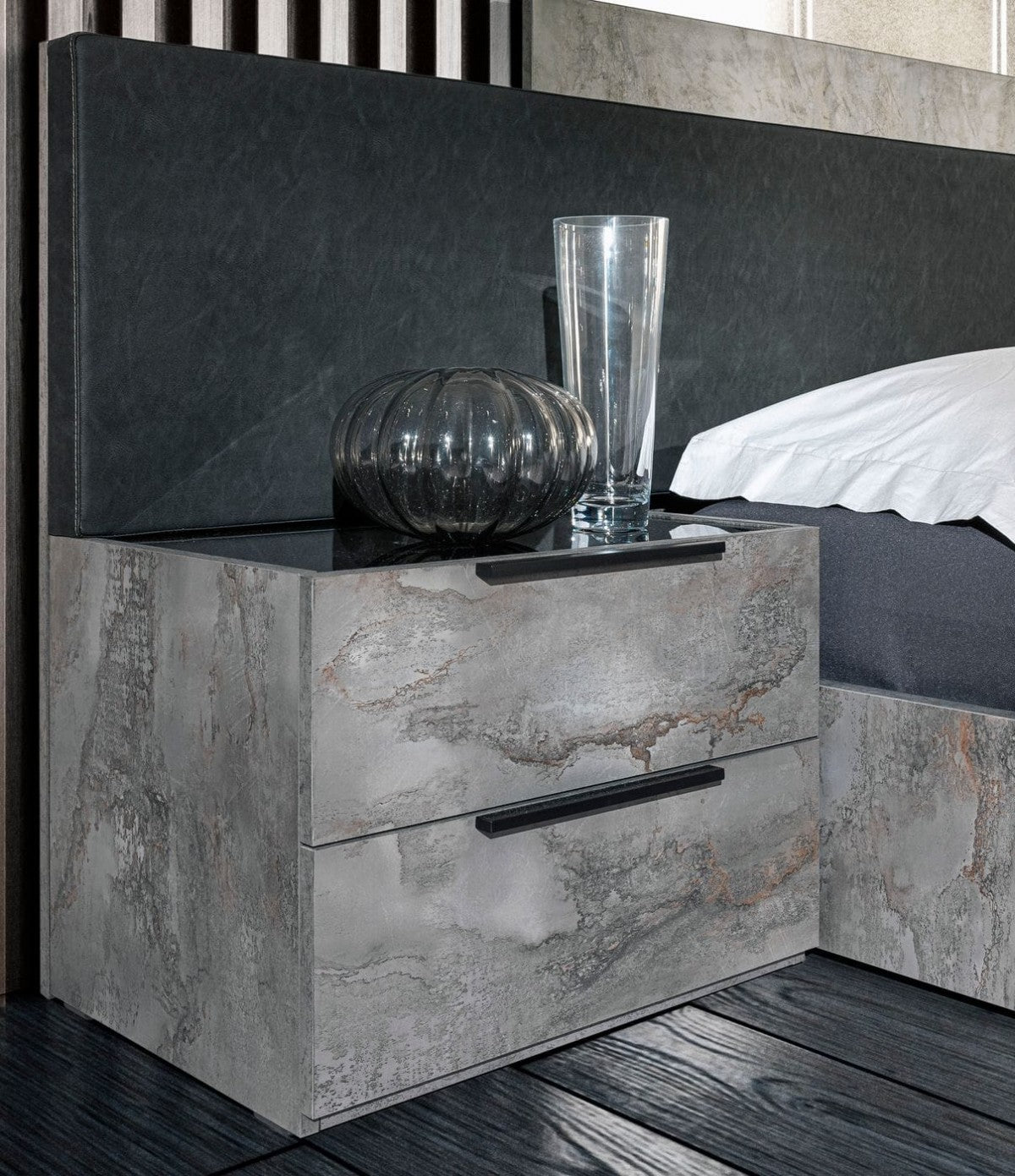 Nova Domus Ferrara - Modern Volcano Oxide Grey Nightstand - Stylish Design Furniture