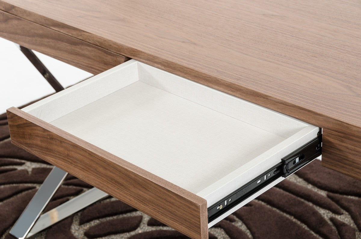 Modrest Ferris Modern Walnut Office Desk β Sleek Contemporary Workstation - Stylish Design Furniture