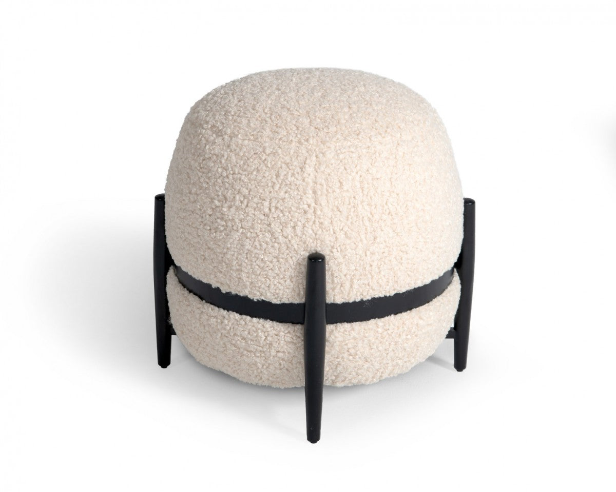 Divani Casa Fouston - Contemporary White Sherpa Ottoman