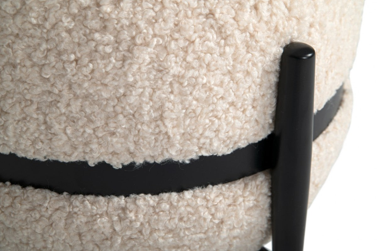 Divani Casa Fouston - Contemporary White Sherpa Ottoman
