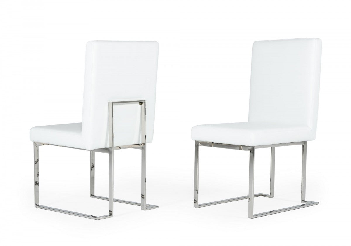 Modrest Fowler Modern White Leatherette Dining Chair Set of 2