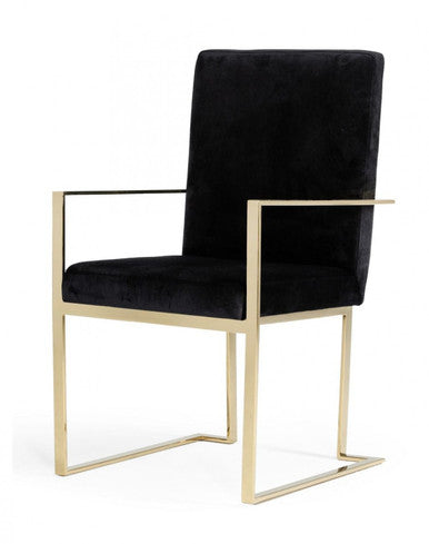 Modrest Fowler Modern Black Velvet Dining Chair - Stylish Design Furniture