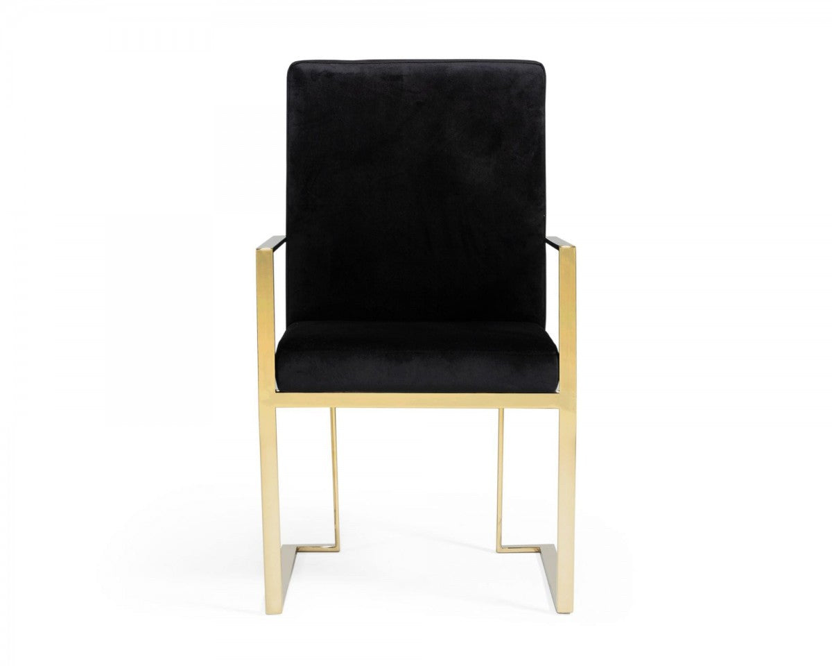 Modrest Fowler Modern Black Velvet Dining Chair - Stylish Design Furniture