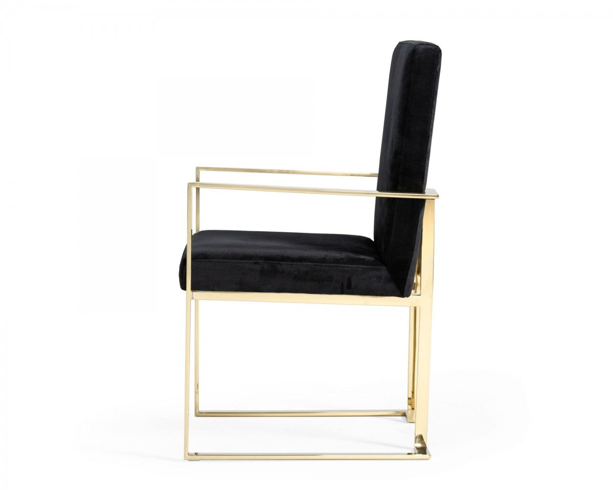 Modrest Fowler Modern Black Velvet Dining Chair - Stylish Design Furniture