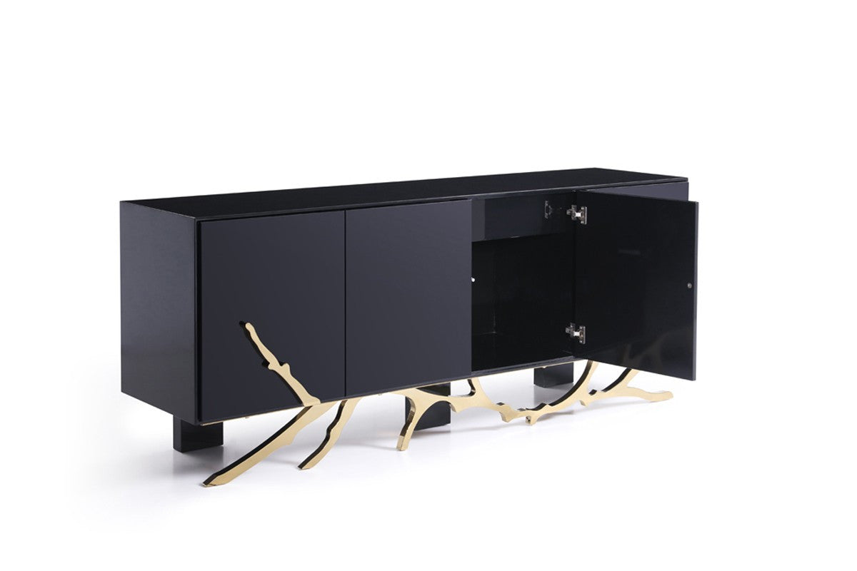 Modrest Legend Modern Black & Gold Buffet β Elegant Contemporary Sideboard with Storage - Stylish Design Furniture