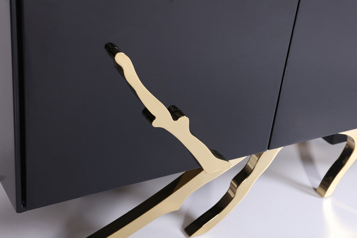 Modrest Legend Modern Black & Gold Buffet β Elegant Contemporary Sideboard with Storage - Stylish Design Furniture