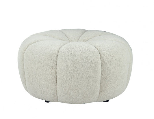 Divani Casa Gadson - Contemporary White Sherpa Ottoman - Stylish Design Furniture