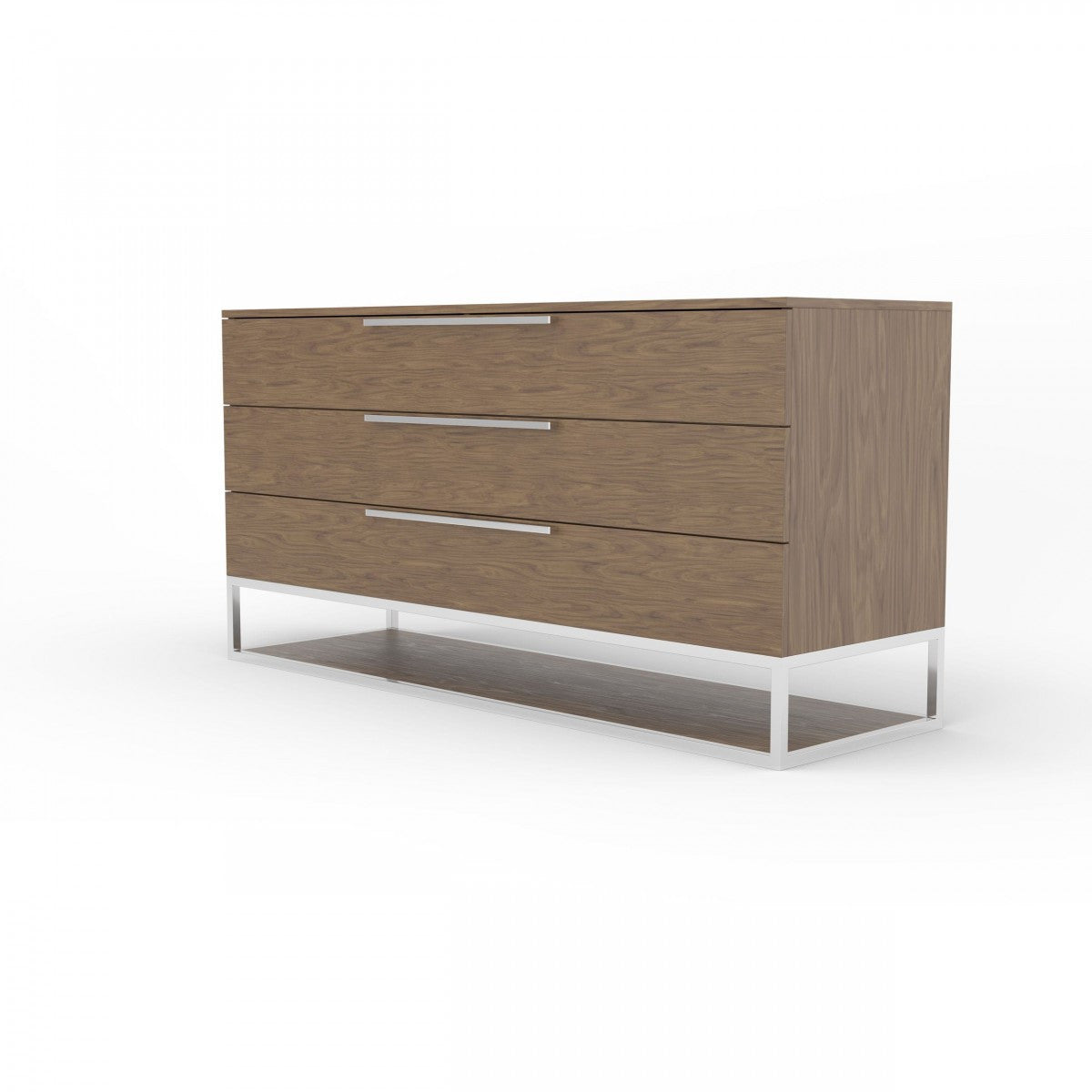 Modrest Heloise Contemporary Walnut & Stainless Steel Dresser - Stylish Design Furniture