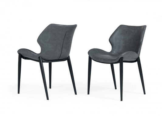 Modrest Instone Industrial Dark Grey Eco-Leather Dining Chair (Set of 2)