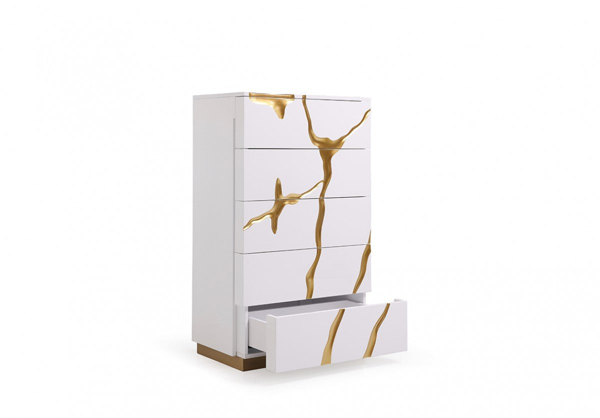Modrest Aspen Modern White & Gold Chest