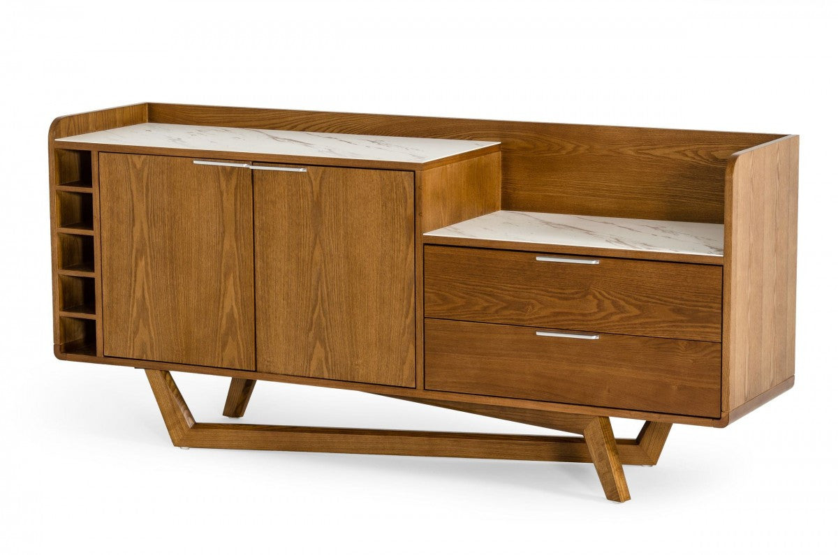 Modrest James Contemporary Walnut & White Buffet