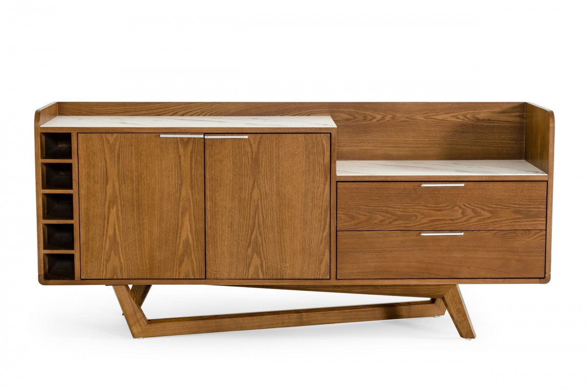 Modrest James Contemporary Walnut & White Buffet