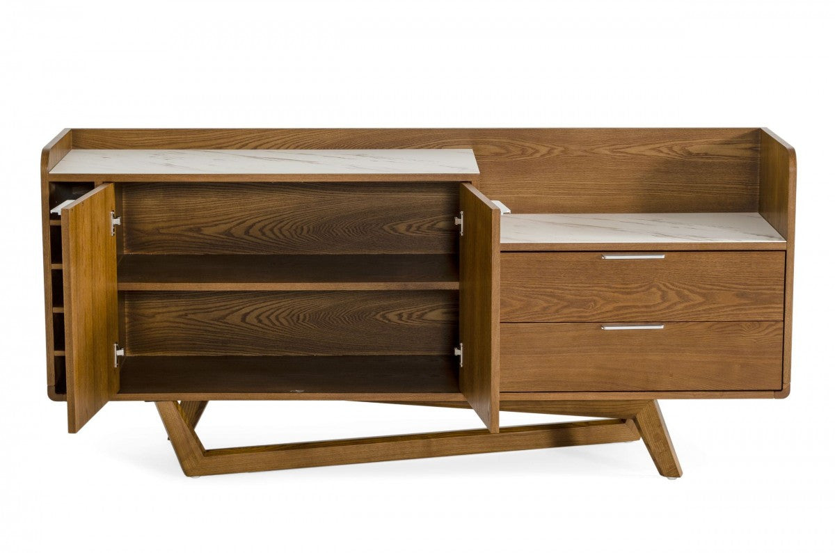 Modrest James Contemporary Walnut & White Buffet