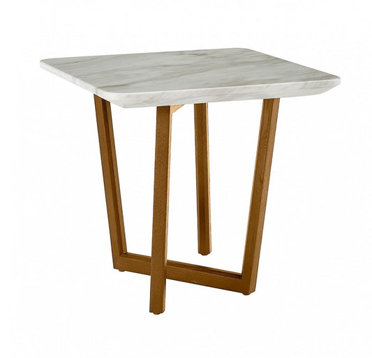 Modrest James - Mid Century Walnut + Ceramic End Table - Stylish Design Furniture