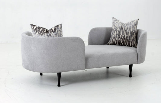 Divani Casa Jamie - Glam Light Blue Fabric Two Seater Chaise - Stylish Design Furniture