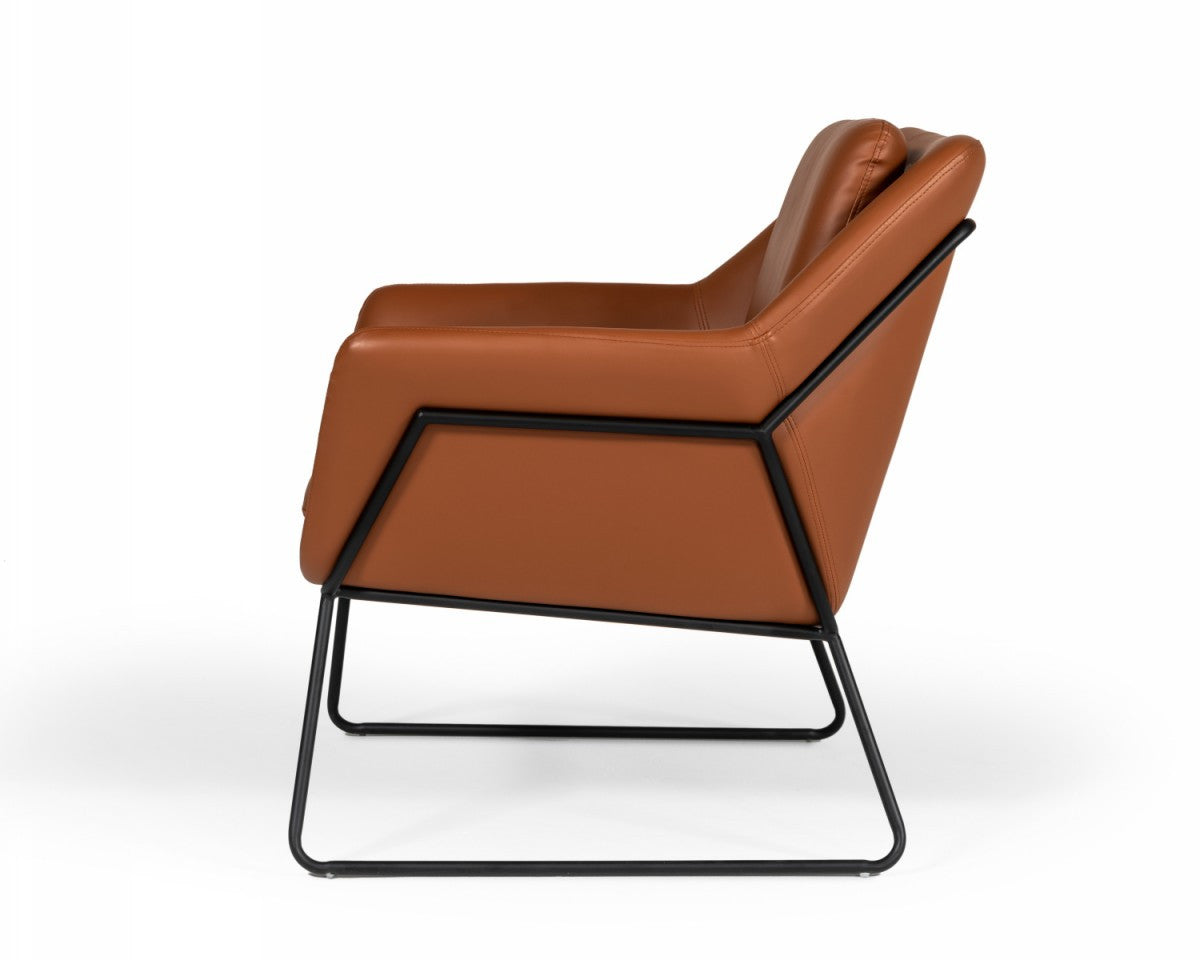 Modrest Jennifer Industrial Brown Eco-Leather Accent Chair