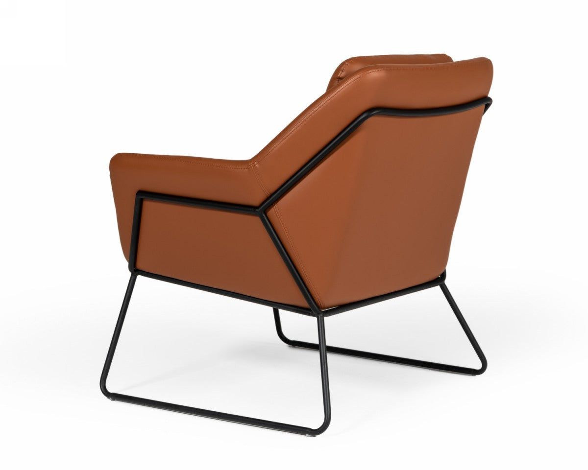 Modrest Jennifer Industrial Brown Eco-Leather Accent Chair