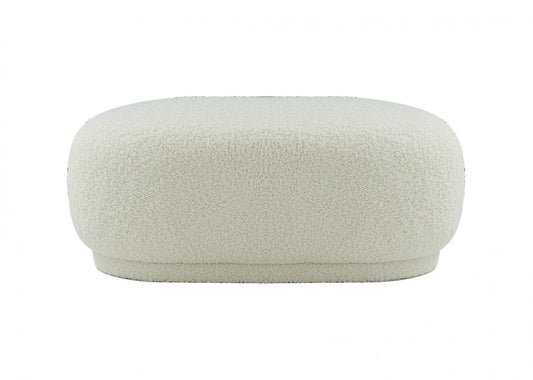 Divani Casa Kael - Contemporary White Sherpa Ottoman - Stylish Design Furniture