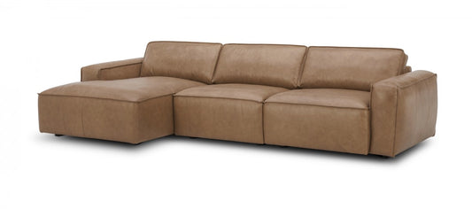 Modrest Cambria - Modern LAF Cognac Leather Sectional Sofa - Stylish Design Furniture